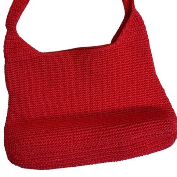 Knitted shoulder boho red purse - Picture 8 of 8